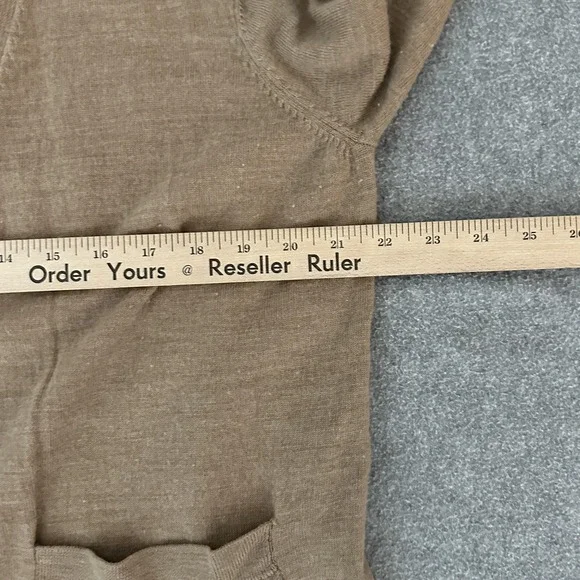 Quince Sweater Cardigan Womens Medium Brown Merino Wool Open Front Longline - Picture 6 of 9